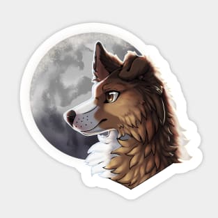 Sable Border Collie with Night Sky Full Moon Sticker